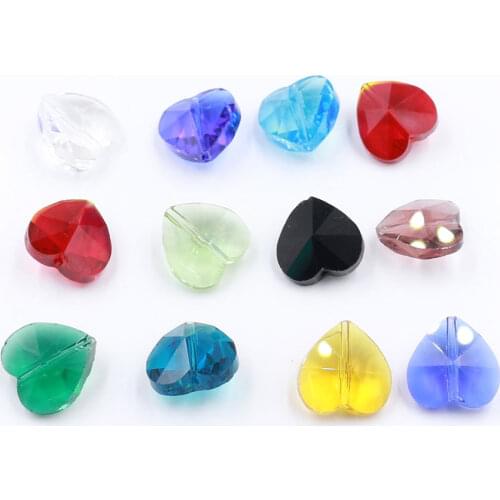 ZHUBI Crystal Heart Pendant 10/14mm Wholesales Glass Loose Beads With Vertical Hole For DIY Making Jewelry Gifts & Handrafts