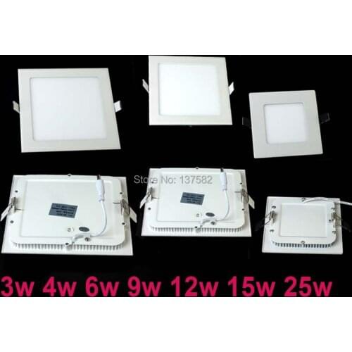 Free Shipping NEW Hot Ultra Thin Design 3W 4W 6W 9W 12W 15W LED Surface Ceiling Recessed Grid Downlight / Square Panel Light
