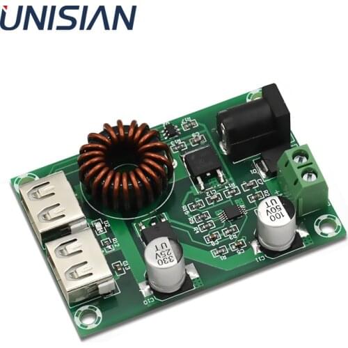 UNISIAN USB Charging Power Module Dual USB Output Voltage Regulator Module 5V *3A Charging Power Board For SmartPhone