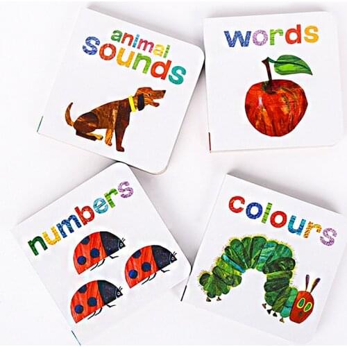4Books Children English piucture cardbook baby Early Educational Animal Sounds Words Numbers Colour Reading Books bedtime story