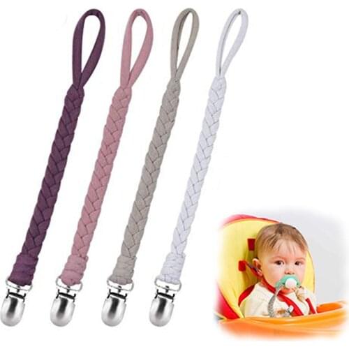 4 Pack Braided Pacifier for Boys and Girls Baby Teething Toy Clip Boy Chain Dummy Clips Holder Nipple Strap Chain Pacifier Tape