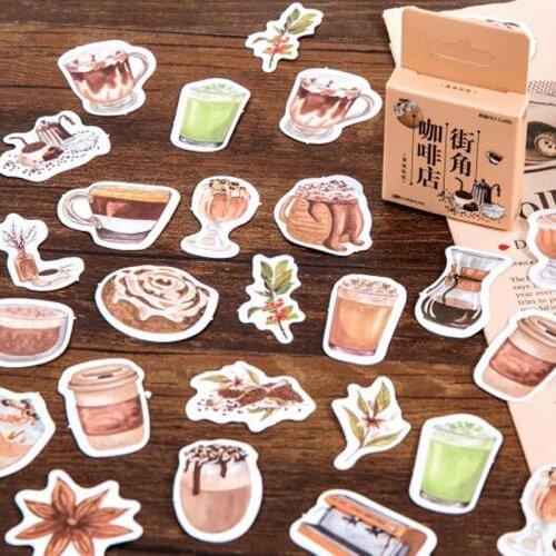 45pcs /Box Street Coffee Shop Hand Book Decoration stickers Computer Planner Decoration