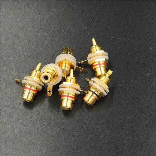 50pcs Gold Plated RCA Female Jack Panel Mount Chassis Socket Red + Black connector