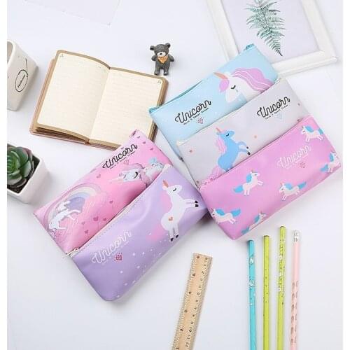 Unicorn Pencil Case High Capacity Pencil Bag Student Stationery Kawaii Bag Novelty Cute Pencil Pouch Kawaii School Supplies