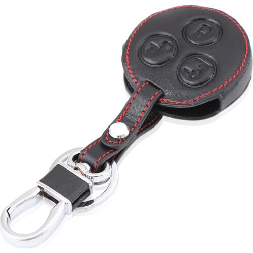 Genuine Leather Key Cover For Mercedes Benz Smart city roadster 3 three button remote case shell New skin protected Car styling