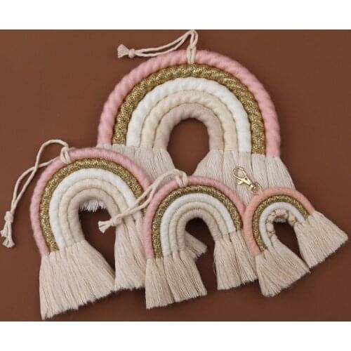 INS Style Room Decoration Handmade Woven Cotton Rope Rainbow Hanging Decoration Wall Hanging Decor Photo Props