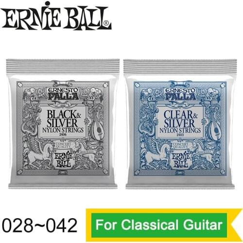 Ernie Ball 2406/2403 Ernesto Palla Nylon Clear and Silver Classical Guitar Strings 028-042