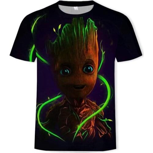 Superhero Groot Baby Flower Pot Movie Galaxy T-shirt Guardian Summer New 3D Printing Men Short sleeve brand design teens tshirt