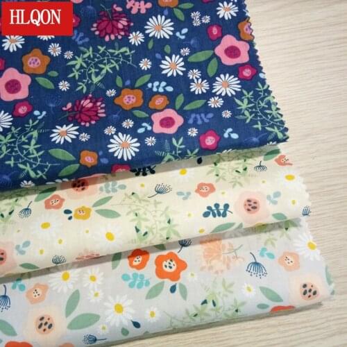 HLQON cotton printed small flower fabric used for Quilting sewing dress Textile women clothing skirt shoe by 100x150cm