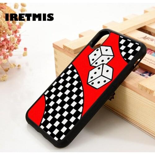 Iretmis 5 5S SE 6 6S TPU Silicone Rubber phone case cover for iPhone 7 8 plus X Xs 11 Pro Max XR Red dice checkerboard