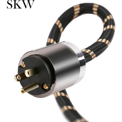 SKW HIFI Power Cord With US/EU Type Plug 6N OCC Power Cable 1M,1.5M,2M,3M For Power Filter, Turntable, Amplifier, CD Player, DAC