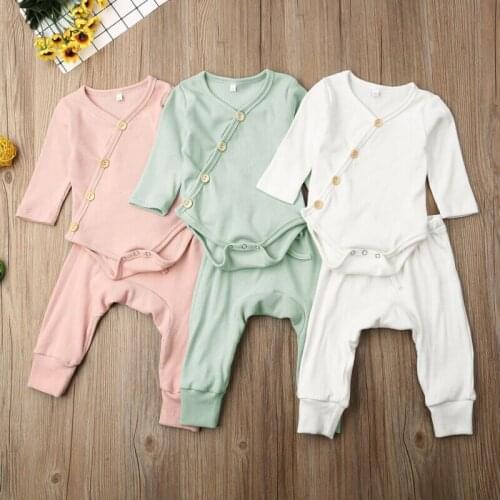 Citgeett Fall Autumn Solid Infant Infant Baby Boy Girl Clothes Winter Tops Pants Outfits Sets Tracksuits Sleepwear Clothing