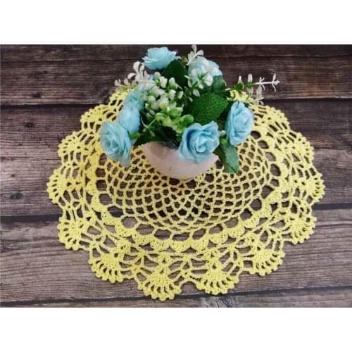 Round 30CM Vintage Cup Coaster Table Placemat Wedding Dining Doily Handmade Crochet Tablecloth Cotton Mat Kitchen Table Pad