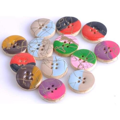 20pcs/lot Mixed Printing Round Wood Buttons Sewing Decorative Scrapbooking Accessories 20mm MT0611
