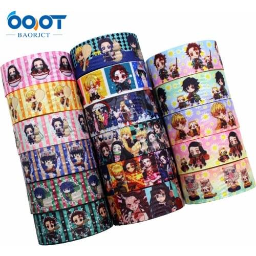 OOOT BAORJCT L-20406-255,25mm,10yards Cartoon Thermal transfer Printed grosgrain Ribbons,bow cap DIY accessories decorations
