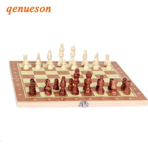New Hot Folable Children Teaching 3 In 1 Checkerboard Wooden Puzzle Chess Sets Wood Chess Pieces Checkers Backgammon Board Games