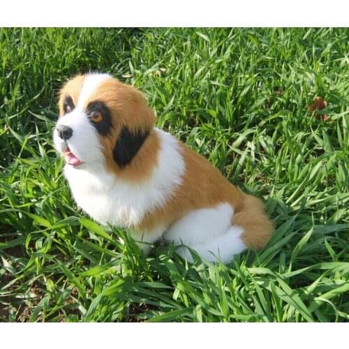 Simulation cute St. Bernard dog 20x16cm model polyethylene&furs dog model home decoration props ,model gift d371