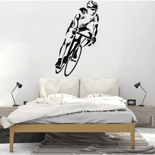 Mural Bicycle Wall Stickers Cyclist Vinyl Decal Boys Room Decor Bike Cycling Race Murals Cool Removable Decals O112