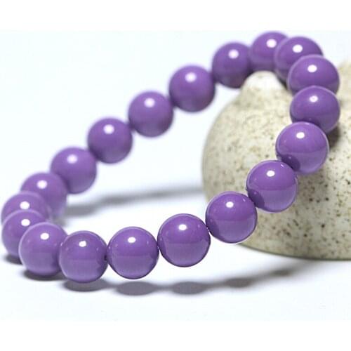 Genuine Natural Loose Round 6/8/10mm/12mm Beads Strand Purple Mica Stretch Bracelet-8 inch