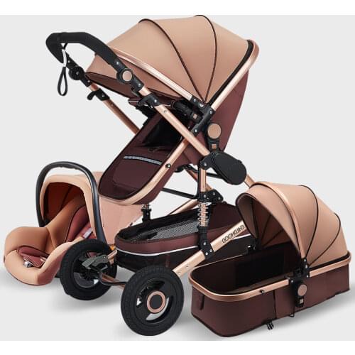 High Landscape Baby Stroller 3 in 1 Hot Mom Pink Stroller Luxury Travel Pram Baby Carrier Carriage Car seat and Stroller Trolley