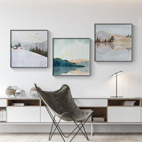 Nordic Modern Canvas Painting Art Posters and Paintings Four Seasons Landscape Wall Art Pictures Home Decoration Bedroom Murals