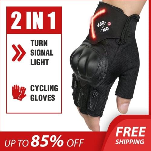 LED Turn Signal Half Finger Sport Gloves Intelligent GEL Cycling Gloves Bicycle Non-slip Riding Outdoor Bike Gloves MTB