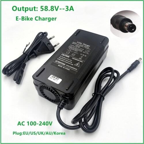 58.8V 3A Battery Charger For 14S 48V Li-ion Battery electric bike lithium battery Charger High quality Strong with cooling fan