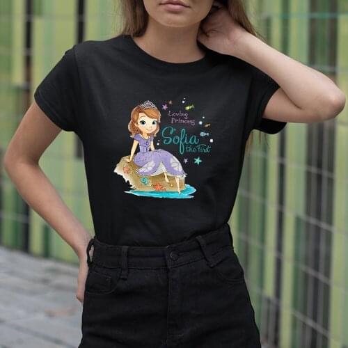 Sofia Cartoon Pattern Disney Women T-shirts Fashion Outdoor Summer New Products Color T Shirts Female Casual Short Sleeve O-Neck