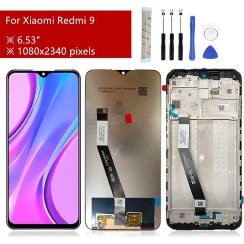 For Xiaomi Redmi 9 LCD Display Touch Screen Digitizer Assembly With Frame for redmi 9 display replacement Parts 6.53"