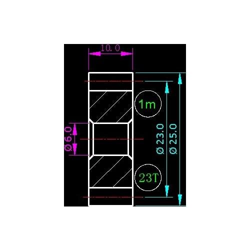 1.0m/23 teeth /hole 6/Carbon steel