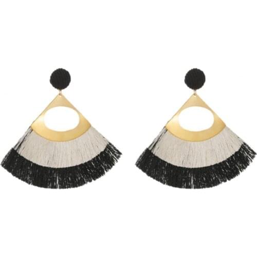 1 Pair Charming Decorative Earrings Jewelry Bohemian Hollow Scalloped Tassel Drop Dangle Earrings Ear Accessories