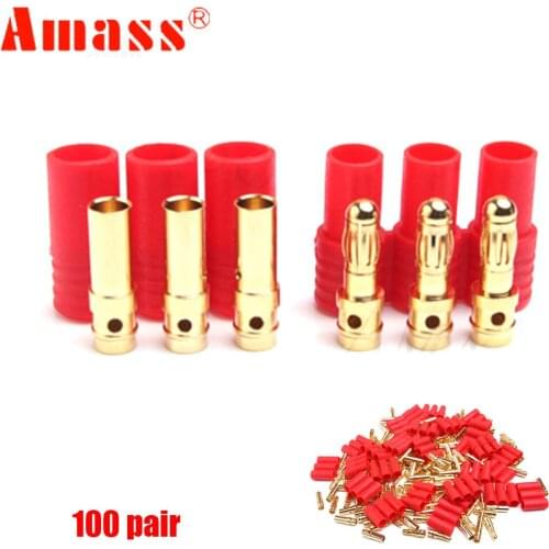 100 Pair Amass 3.5mm 3-Core Gold Plated Connector With Protective Sheath Male/Female AM-1011A
