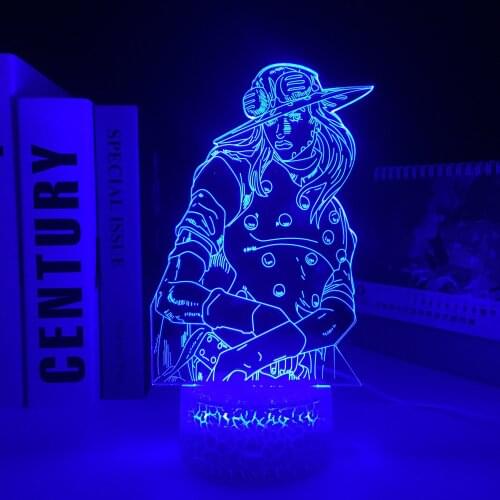 JoJo Bizarre Adventure Anime Gyro Zeppeli 3D LED Crake White Base Light for Bedroom Decor Light Birthday Gift Manga Table Lamp