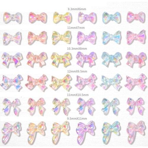50Pcs 3D Bow Glitter Nail Rhinestones Crystal Glass Stone Charm Butterfly Bowknots Jewelry UV Gel Manicure Nail Art Decorations