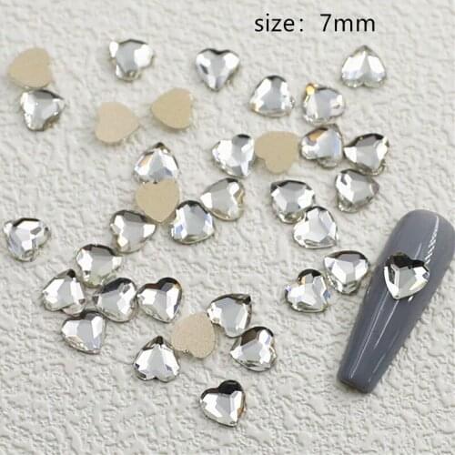 50pcs/lot Korea 3D Nail Art Parts Kawaii Heart Crystal Accessories Charm Glitter Rhinestone Decorations Nail Material Supplies