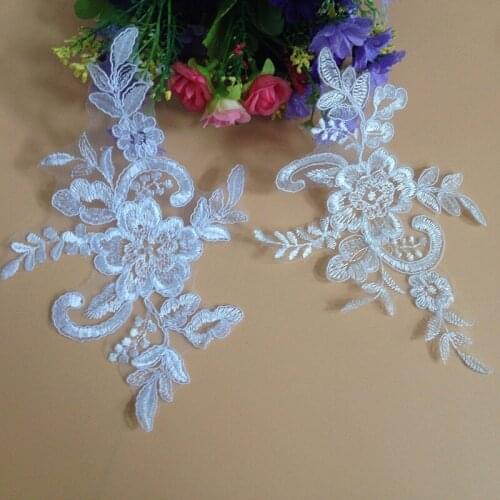 50Piece Off White Bleaching White Embroidery Patch Lace Applique Trim Cord Lace Fabric Accessories DIY Garment Accessory T45