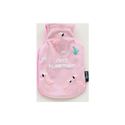Free shipping Small mini flannelette flamingo hot water bottle waterflood cartoon plush hot water bag warm hands