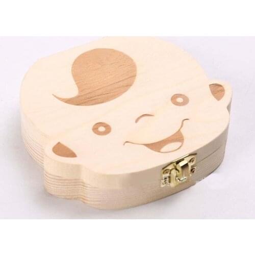 English Wooden Baby Tooth Box Organizer Milk teeth Storage Box for Boy Girl Save Teeth Album Keepsake Souvenir Save gift Box