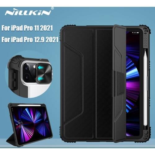 For iPad Pro 12 9 Case 2021 Magnetic Case,NILLKIN For iPad Pro 11 2021 Camera Protection Cover With Pencil Holder Auto Sleep