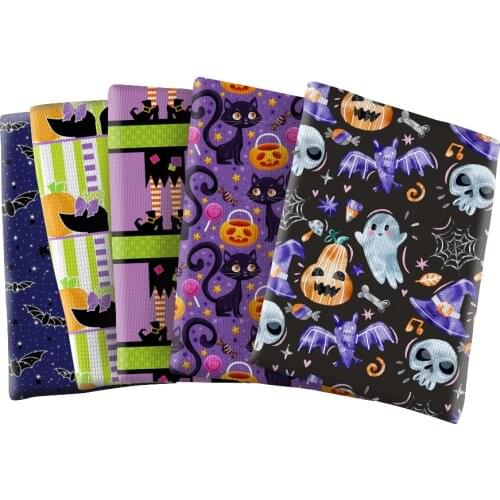 Halloween Pumpkin Ghost Hat Bullet Fabric Printed Liverpool Polyester Cotton for DIY Hair Bow Scarf Home Textiles Materials