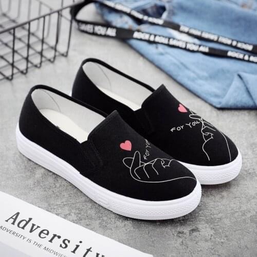QWEDF 2019 Fashion Summer Sneakers Womens loafer Driving lazy Canvas Casual Women Shoes Sneakers Female Vulcanize Flats D1-100
