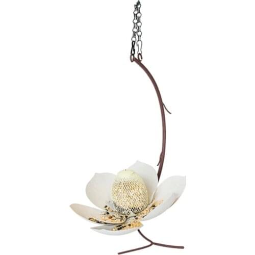 Bird Feeder, Magnolia Shape Garden Art Metal Beautiful Flower Decorative Hanging Pendant