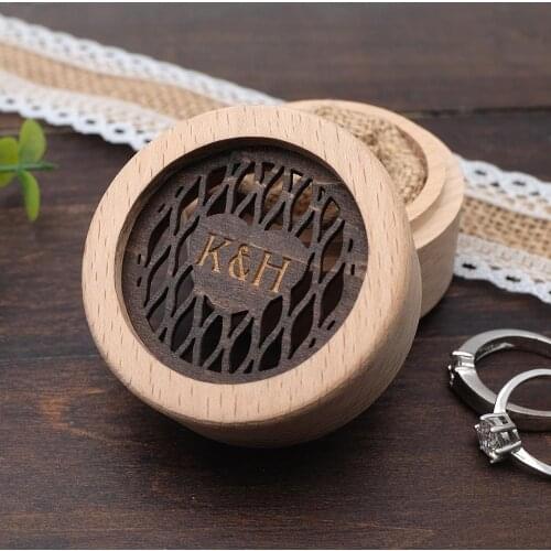 Personalized Wedding Ring Box,Custom Ring Bearer Box, Engraved Wood Box,Ring Box Proposal,Circle Ring Box