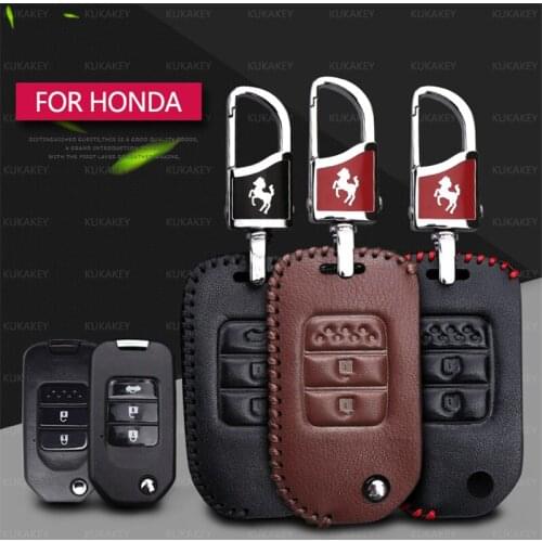 Leather Car Accessories Key Cover Case Shell For Honda Civic 4D HRV Forza Accord Fit Freed Vezel CRV Jazz Pilot Keychain Styling