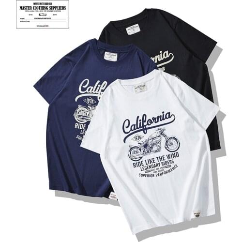 Summer Motorcycle Printed T-shirt 200g Mens Outdoor Trekking Cycling Riding Climbing Camping Labor Round Neck Short Sleeve Tops