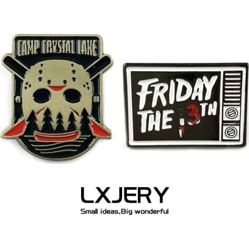 LXJERY Friday the 13th Horrible Movie Pin Custom Brooches Lapel Bag Cute Badge Cartoon Jewelry Gift for Friends