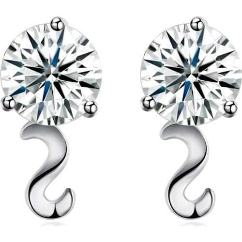 SILVERHOO 925 Sterling Silver Letter S Small Earrings For Women Round Clear Cubic Zirconia Stud Earring Trendy Silver Jewelry