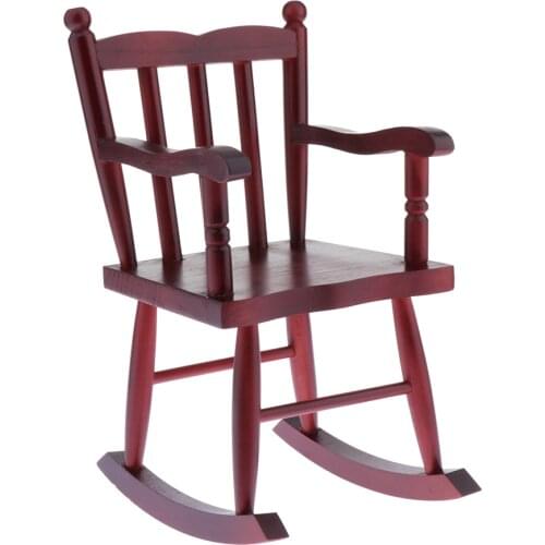 Miniature Wooden Rocking Chair for 1/6 Dollhouse Furniture, 1/4 BJD Dolls
