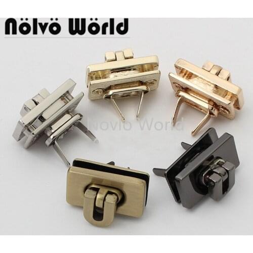 Nolvo World 2-10 pieces 5 colors 25*13mm Flap bag lock logo engraved bag locks purse accessories