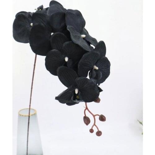 Simulation Black Phalaenopsis Silk Fabric Dancing Orchid Plant Flower Wedding Flower Arrangement Home Decoration Fake Floral